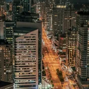 Yonge Street and high-rise towers in North York at night